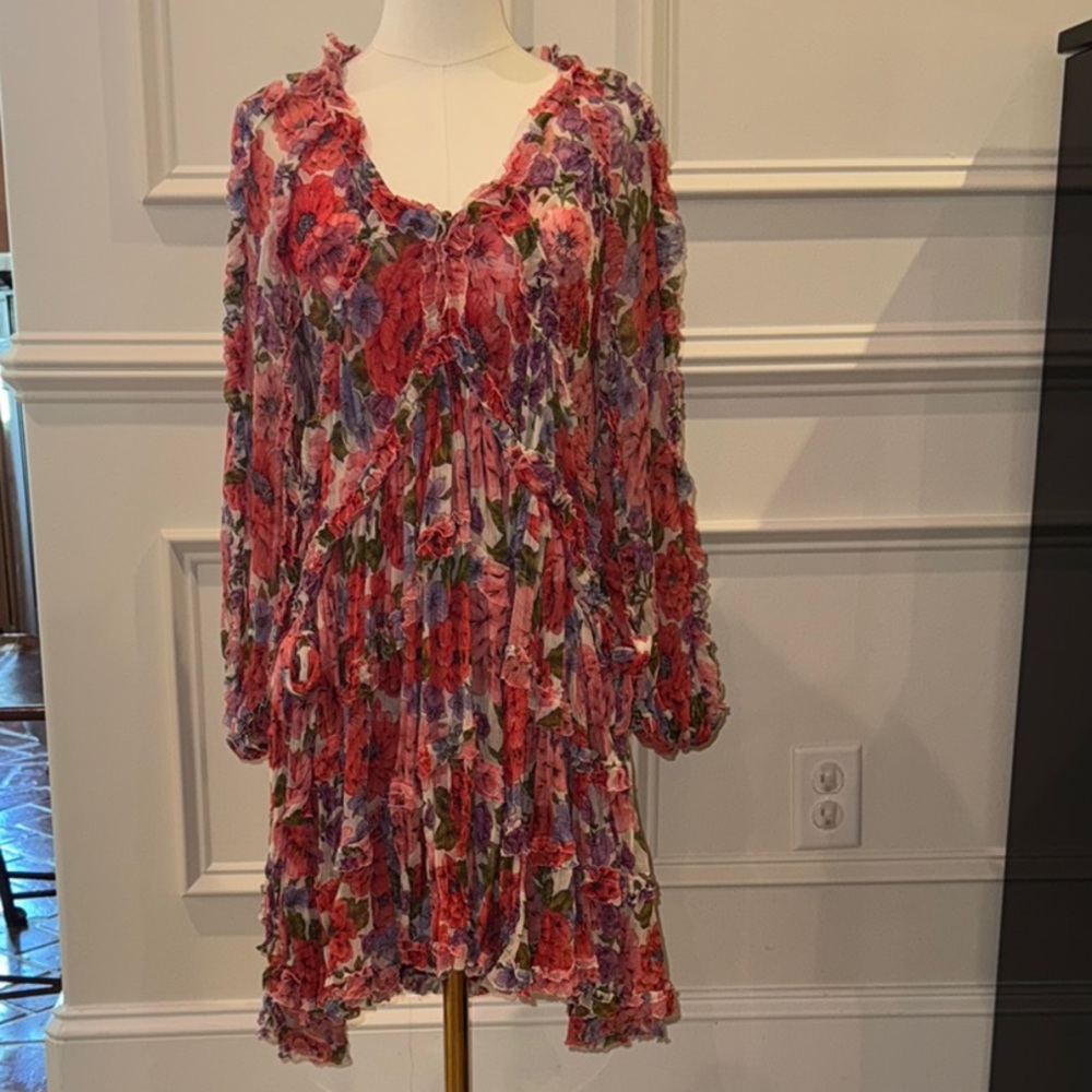 Zimmermann poppy frill billlow silk mini dress size0